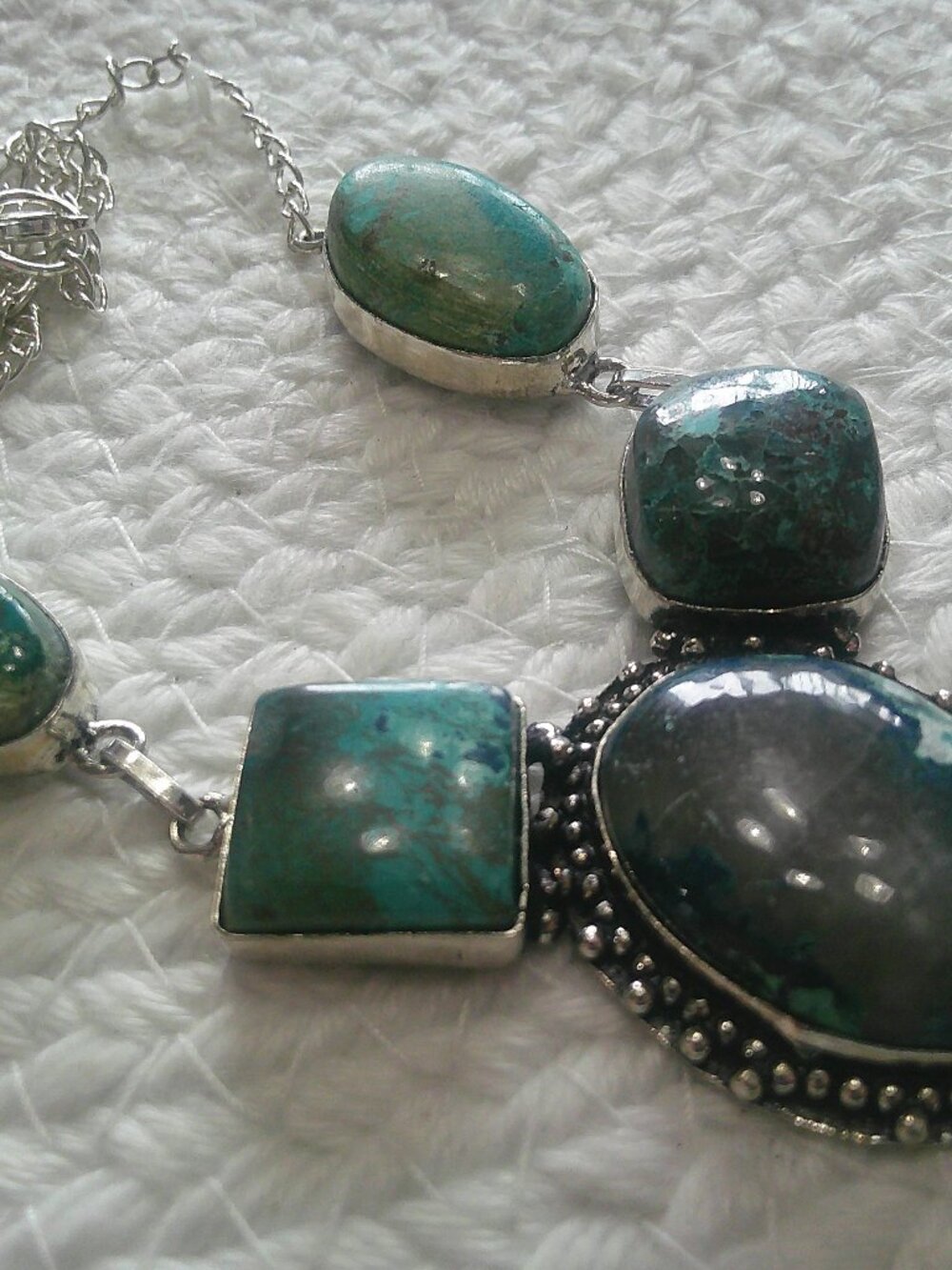 Gorgeous BLUE APATITE Handmade Sterling 925 Necklace Size 19" #327F